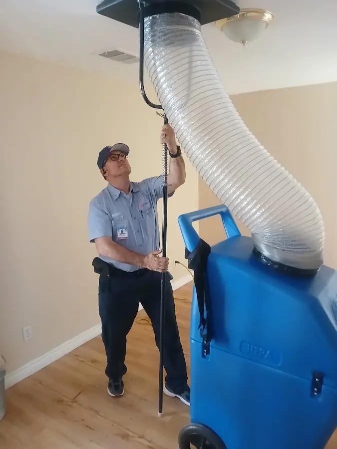 Mini Split Installation technician using HEPA equipment in Solvang